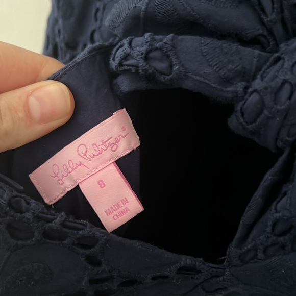 Lilly Pulitzer McCallum Navy Eyelet Tie Back Dress - Picture 5 of 9
